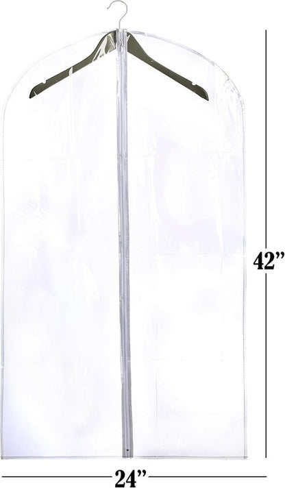 Handy Laundry Clear Vinyl Garment Bag - Protect Clothing While Traveling | Set of 2 (24 X 42 Inches)