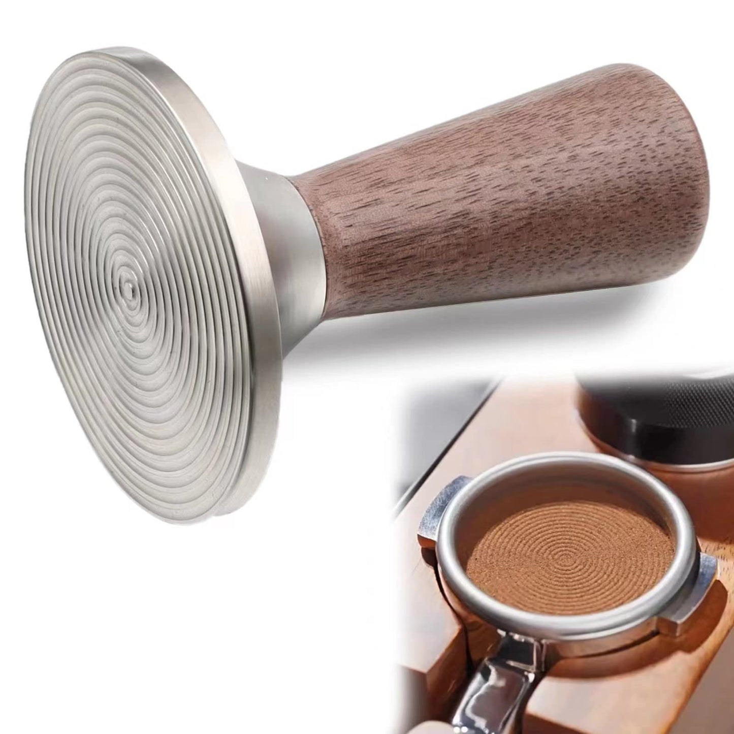 Espresso Tamper 54mm with Stainless Steel Ripple Base, Coffee Tamper 54mm Compatible with 54mm Breville Portafilter