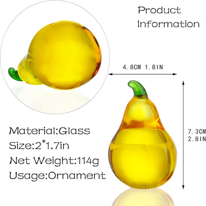 Skiennix Crystal Pear Figurines - Elegant Glass Fruit Decor for Office Tabletop Centerpiece | Perfect Gift for Mum