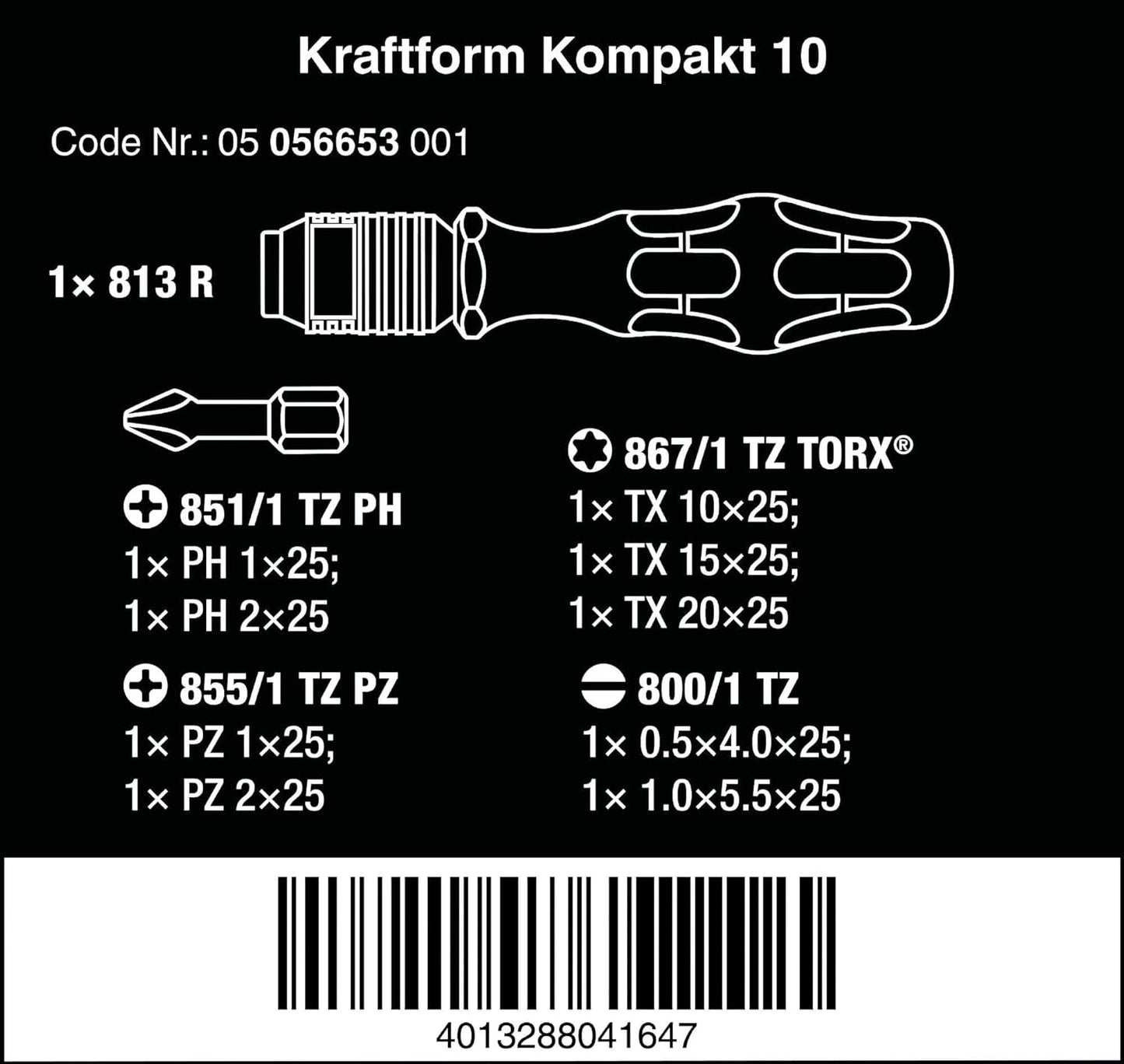 WERA Kraftform Kompakt 10 - 10-Piece Precision Screwdriver Set for Ultimate Versatility