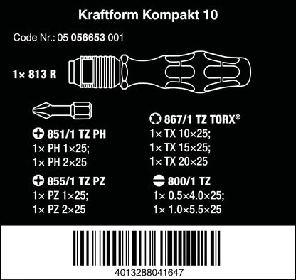 WERA Kraftform Kompakt 10 - 10-Piece Precision Screwdriver Set for Ultimate Versatility