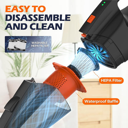 Skiennix Pet Hair Vacuum - Cordless Handheld with 10000Pa Suction & LED Light | Lightweight & Rechargeable