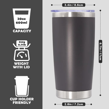 Skiennix 20oz Stainless Steel Tumbler - Vacuum Insulated Travel Mug for Hot & Cold Drinks | Grey