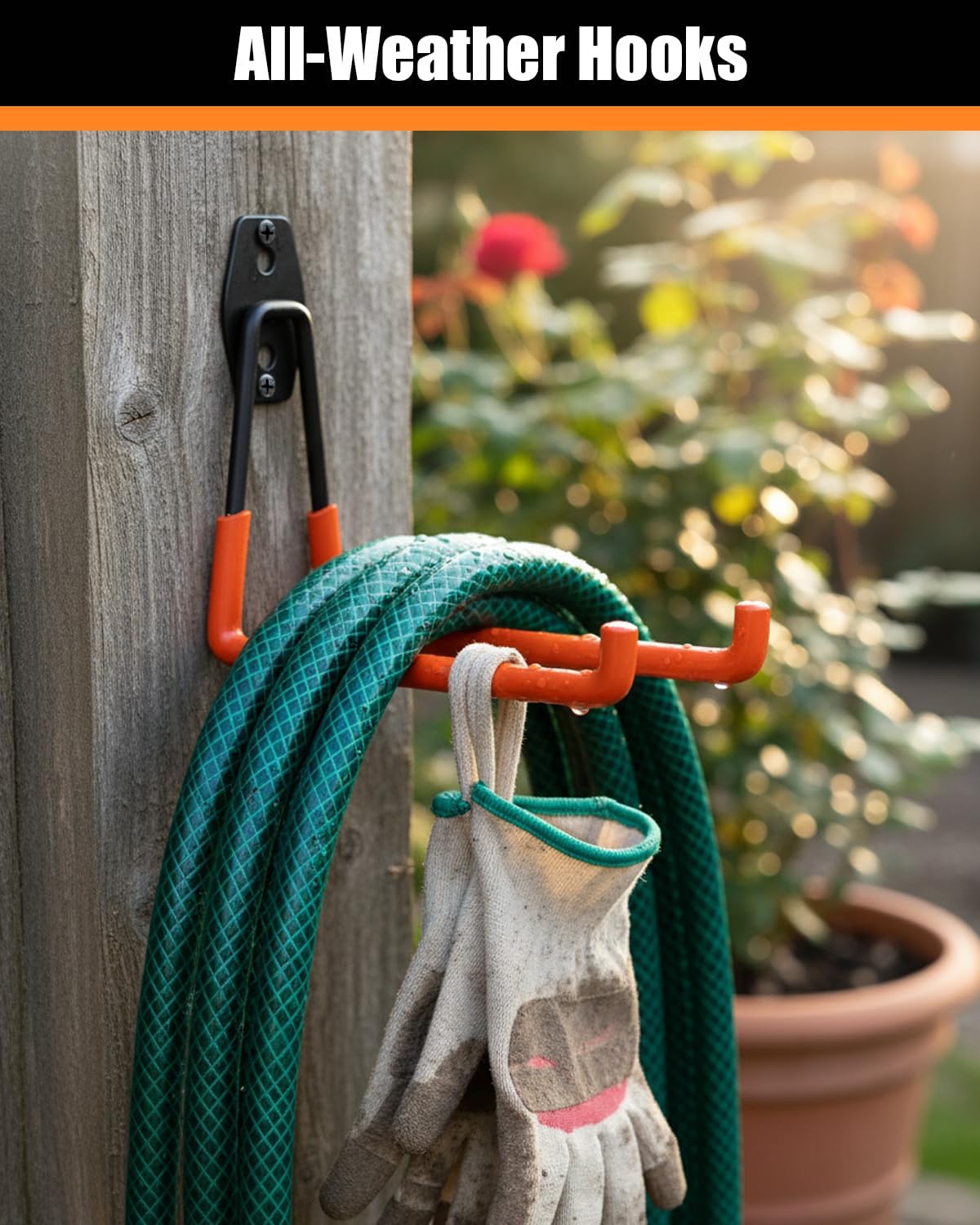 WMK Heavy Duty Garage Hooks - 7.3'' Wall Mount Storage Solution for Tools, Bikes & Ladders | 6 Pack (Orange)