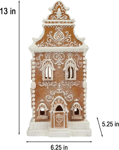 Braxio Gingerbread House Decoration with LED Light - Festive Indoor Holiday Decor, 6.5 x 5.5 x 13.5 Inch