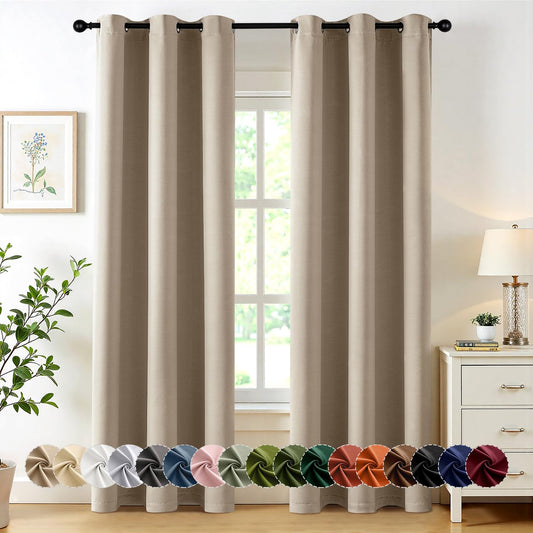 MIULEE Taupe Blackout Curtains for Bedroom Living Room 72 Inches Long 2 Panels, Thermal Insulated Room Darkening Drapes Solid Grommet Noise Reduction Light Blocking Window Treatments 40x72 inch