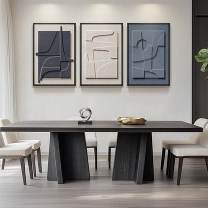 Framed 3D Textured Blue and White Abstract Wall Art by [Brand Name] - Modern 3 Piece Set for Living Room, Bedroom, Office | 20x30 In
