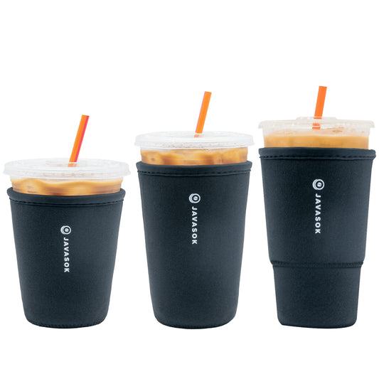 Sok It Java Sok Iced Coffee & Cold Soda Insulated Neoprene Cup Sleeve (Black, S/M/L 3-Pack)