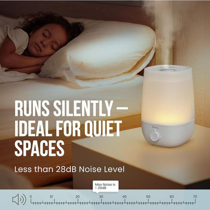 Fontaines Luxury Cool Mist Humidifier - 360° Ultra-Fine Spray, Whisper-Quiet, Easy to Clean, Auto Shut-Off, Nightlight