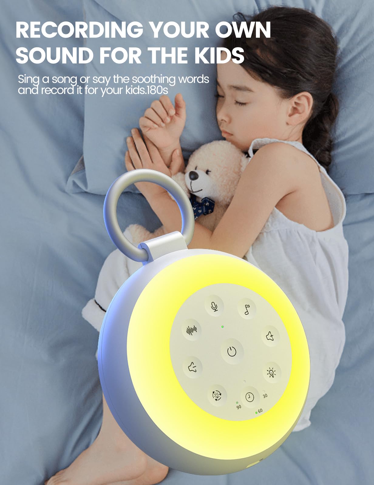 Vaydeer SA18 White Noise Machine with Recording - Portable Sound Machine & Bluetooth Speaker for Baby Adults, 24 Soothing Sounds, Night Light, Noise Canceling for Office, Sleep, Home, Travel