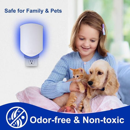 Flying Insect Trap, Plug-in UV Light for Gnats, Fruit Flies and Houseflies, Silent Sticky Catcher for Indoor Use, 1 Device & 3 Refills