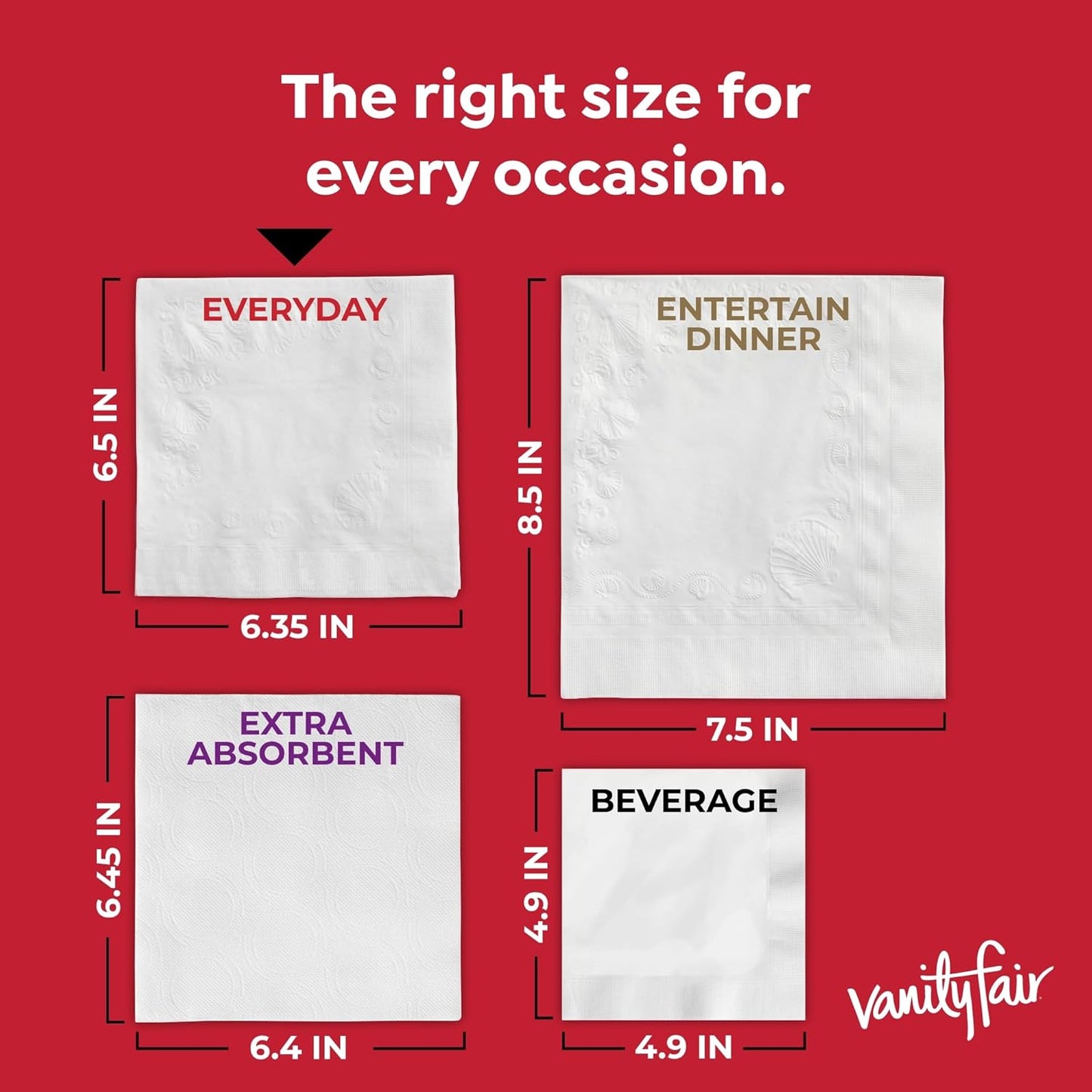 Vanity Fair Everyday Paper Napkins - Soft & Smooth Disposable Napkins | 400 Count for Daily Use
