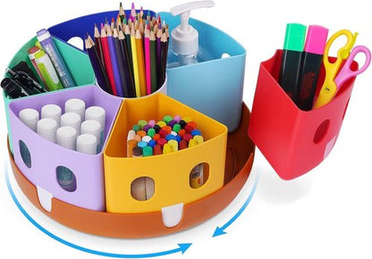 GAMENOTE Rotating Art Supplies Organizer - Lazy Susan for Kids' Desk & Classroom Storage (Large)