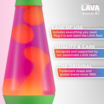 LAVA® Lamp - 14.5" Neon Green - The Original Motion Light - Orange and Pink Liquid - Item #2096 (Amazon Exclusive)