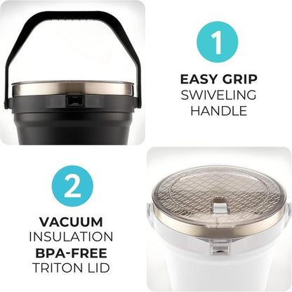 Large Insulated Ice Bucket with Lid – Stainless Steel Ice Bucket and Scoop – Ice Buckets for Parties, Bars – Ice Bucket with Lid and Scoop – Outdoor Ice Bucket, Champagne (Natural Stainless)