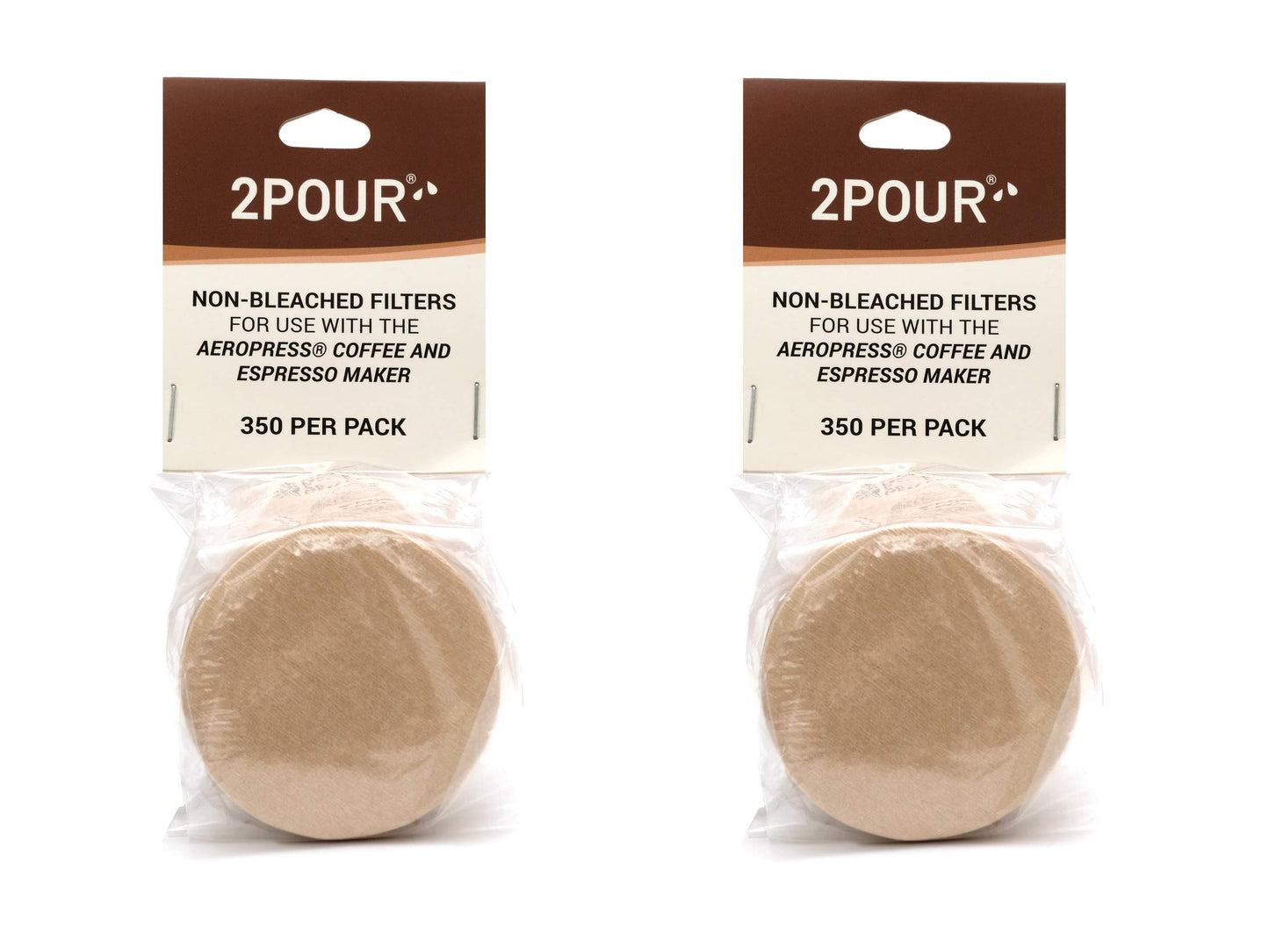 700x (2 Packs) Reusable Replacement Paper Filters Compatible With The Aeropress® Coffee Maker/Aeropress® Go - Vegan Non Bleached Natural - 2POUR®.