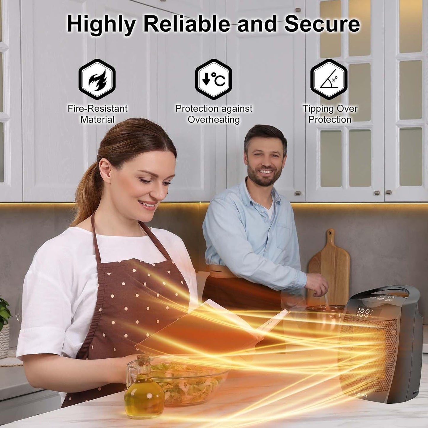 Portable Ceramic Space Heater - 1500W Fast Heating with Digital Display & Touch Controls | Ideal for Home & Office
