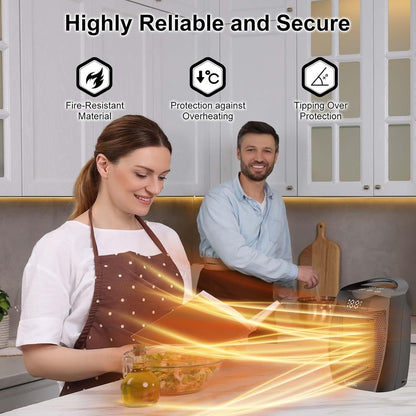 Portable Ceramic Space Heater - 1500W Fast Heating with Digital Display & Touch Controls | Ideal for Home & Office