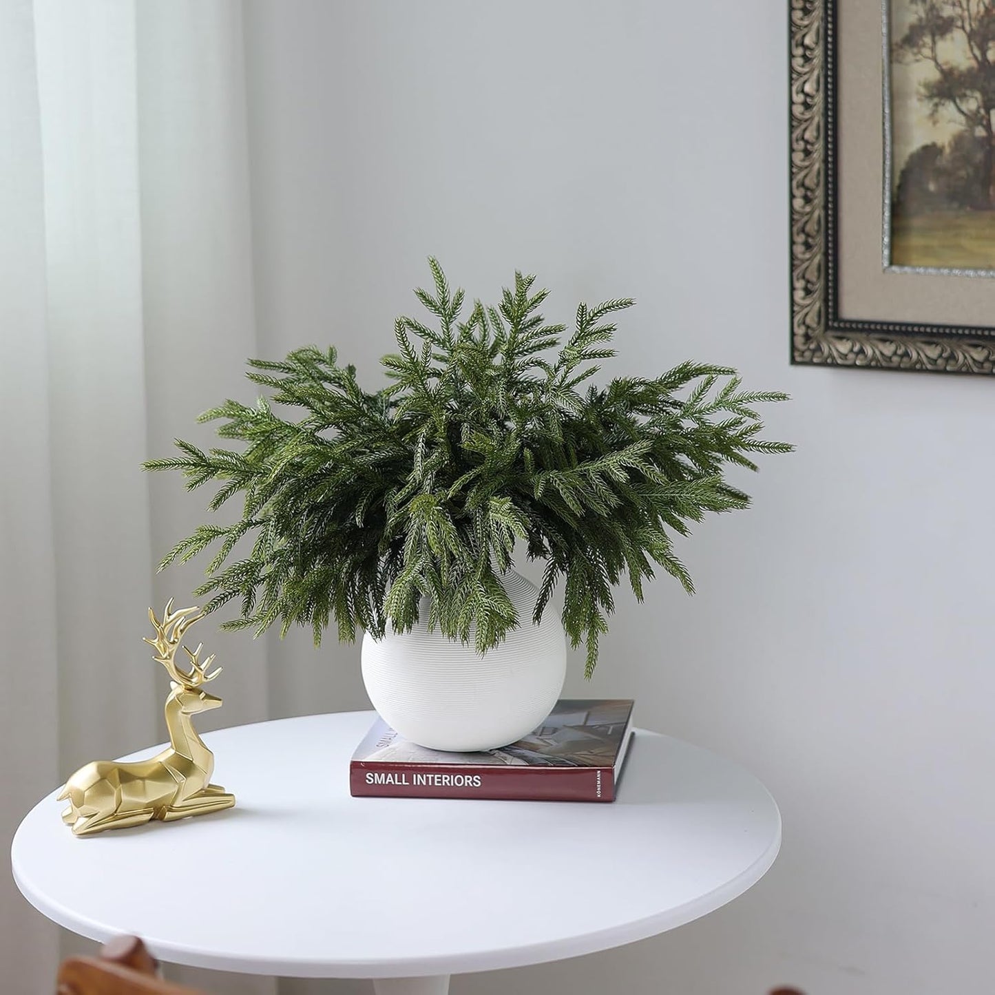 Skiennix 16 Pcs Real Touch Norfolk Pine Branches - 18" Faux Greenery for DIY Crafts & Home Decor