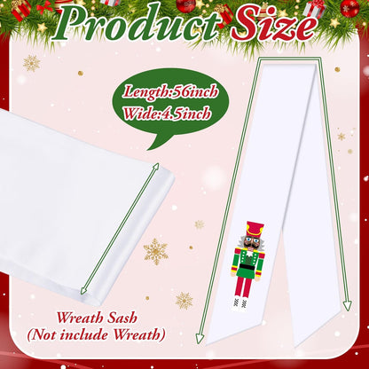 Skiennix Wreath Sash - Elegant Satin Ribbon for Front Door Decor | Monogrammed Blank Sashes (White)