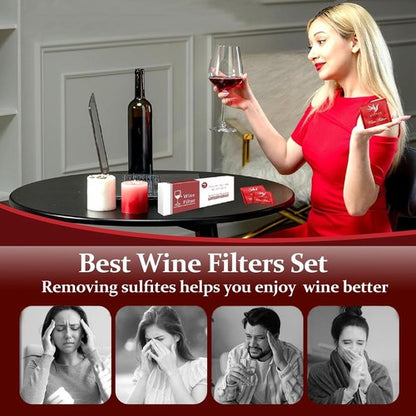 24Pcs Wine Sulfite Filters, Wine Purifier that Remove Sulfite and Histamine, Wine Lovers Valentine's Day Gifts for Him Men Women Boyfriend Husband