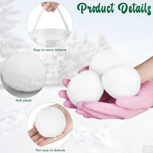 Elcoho 60-Piece Indoor Snow Fight Ball Set - 2.8-Inch Artificial Snowballs for Kids' Winter Games