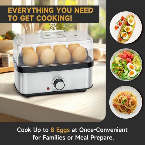 Electric Egg Cooker Rapid - 8 Egg Capacity for Perfect Hard Boiled, Soft Boiled, Poached, and Scrambled Eggs