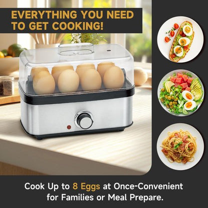 Electric Egg Cooker Rapid - 8 Egg Capacity for Perfect Hard Boiled, Soft Boiled, Poached, and Scrambled Eggs