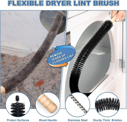 Skiennix Dryer Vent Cleaner Kit - 2-Piece Lint Brush & Vacuum Hose Attachment for Quick Cleaning