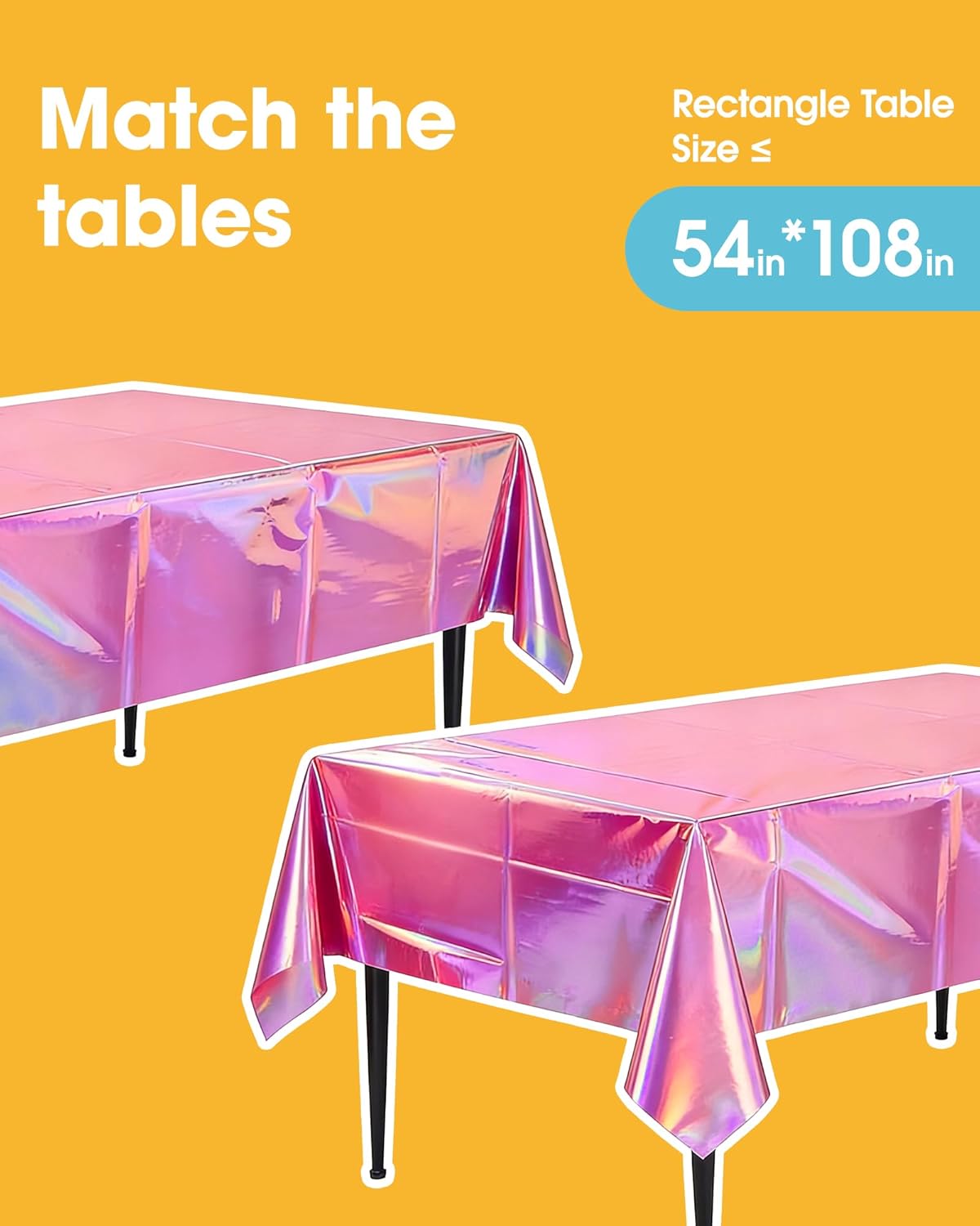 Niuara Iridescent Pink Table Cloth - 4 Pack 54" × 108" Disposable Covers for Parties & Gatherings