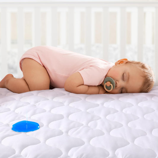 Yoofoss Waterproof Crib Mattress Protector - Soft & Breathable Quilted Pad for Standard Baby Cribs 52''x28''