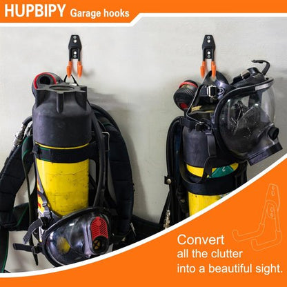 HUPBIPY Heavy Duty Garage Hooks - J Shaped Wall Mounted Storage System for Tools & Bikes | 6 Pack