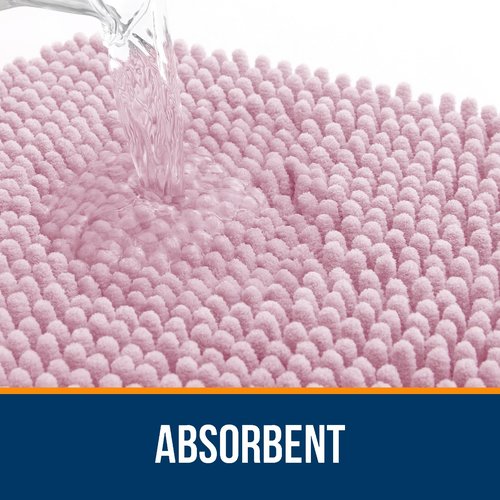 OLANLY Bathroom Rugs 40x24, Extra Soft Absorbent Chenille Bath Rugs, Rubber Backing Quick Dry, Machine Washable Bath Mats for Bathroom Floor, Tub and Shower, Home Decor Accessories, Dusty Rose