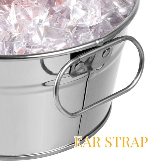 Alipis Galvanized Metal Ice Bucket Beverage Tubs Drink Tin Bins Drink Wine Beer Vintage Tin Cocktail Cooler Ice Container Tub Drink Buckets for Bar, Party Silver