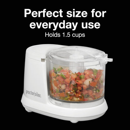Proctor Silex Electric Vegetable Chopper - Durable Mini Food Processor, 1.5 Cup, White