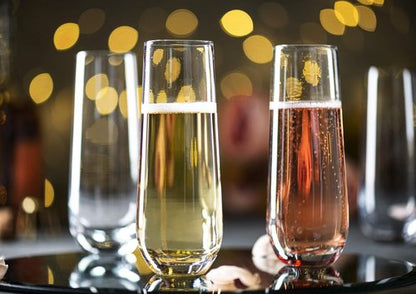 KooK Champagne Flutes - Set of 8 Stemless Glasses | 9.4oz Rose Prosecco Glasses for Weddings & Parties