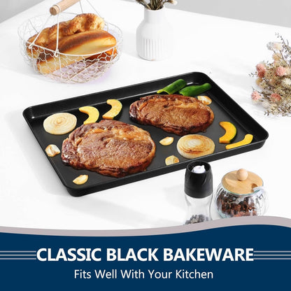 P&P CHEF 16-Inch Non-Stick Baking Cookie Sheet Pan - Durable Carbon Steel Oven Tray for Bread, Meat & Vegetables