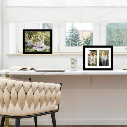 JCJMY 8x10 Picture Frame, 4x6 Collage Photo Frame, Display 2 Pcs 4x6 Photos or 8x10 Picture, Two Opening 4x6 Frame Collage for Wall Hanging or Tabletop, Lightweight 4 x 6 Double Picture Frame, Black