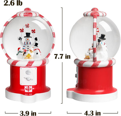 Priddop Snowman Snow Globe | Musical Glitter Christmas Decoration - 7.8 Inch USB/Battery Timer
