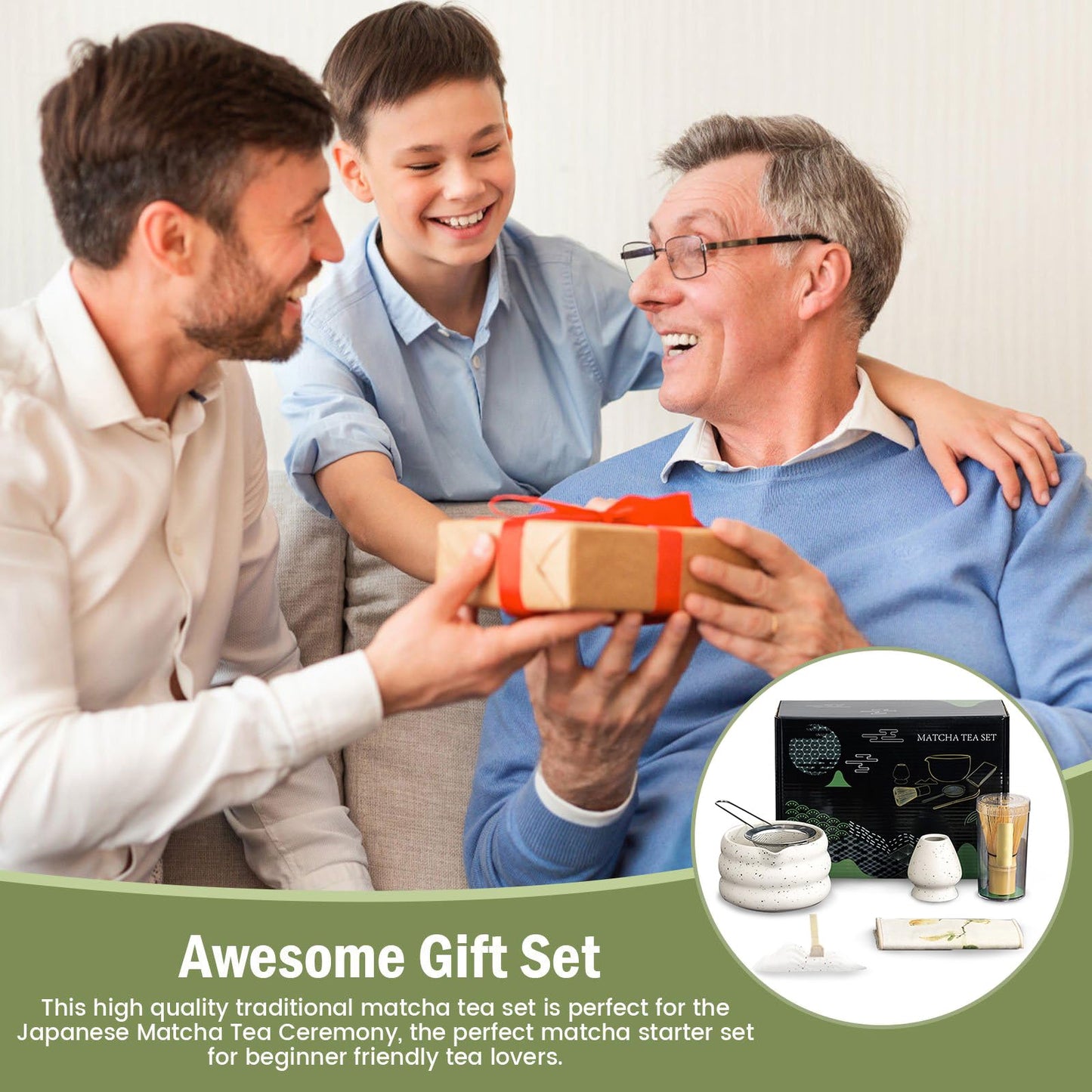 TOPCHANCES 7-Piece Elegant Matcha Kit: Bowl, Whisk, Scoop, Sifter, Towel - Perfect Set for Matcha Enthusiasts