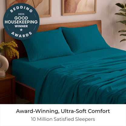 Mellanni Full Sheets Set - 4 PC Iconic Collection Bedding - Hotel Luxury, Extra Soft, Cooling Bed Sheets - Wrinkle, Fade, Stain Resistant (Full, Teal)