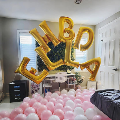 Skiennix Custom Gold Alphabet Balloons - 40 Inch Self-Inflating Mylar Letters for Birthday & Anniversary Decor