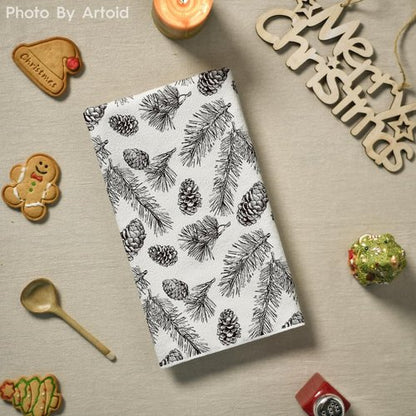 Artoid Mode Kitchen Towels - Brown Pinecone & Pine Branch Design | 18x26 Inch Farmhouse Set of 2
