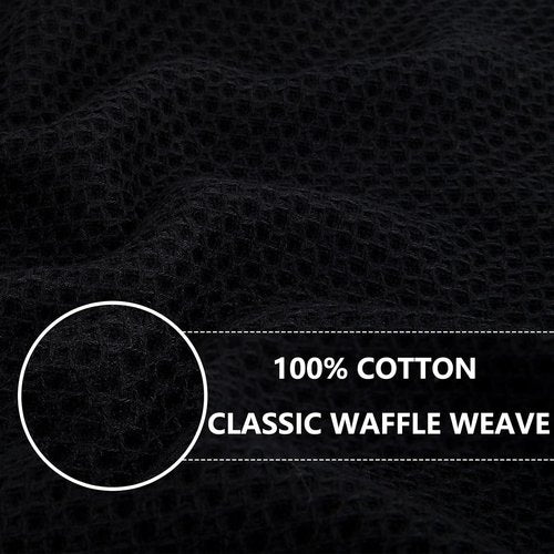 Homaxy Kitchen Dish Cloths - 100% Cotton Waffle Weave, Ultra Soft & Absorbent | 12x12 Inches, 24-Pack, Black