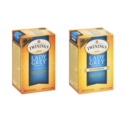 Twinings Black Tea Bundle 40 ct (Lady Grey, Decaf Lady Grey Bundle)