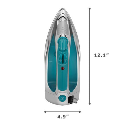 Sunbeam Turbo Steam Iron 1400W Quick Heat Stainless Steel Soleplate Shot of Steam Horizontal and Vertical 3 Way Auto Off 240ml Water Tank White Teal