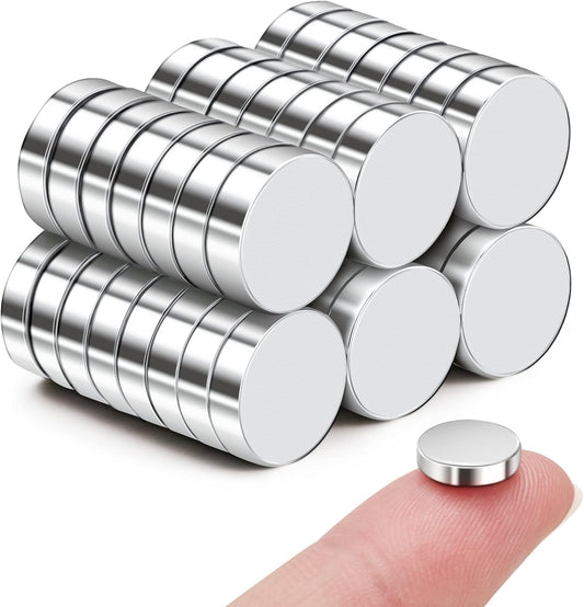 SMARTAKE Neodymium Refrigerator Magnets - 45 Pcs Small Round 10x2.6mm for Home, Office & School | Silver