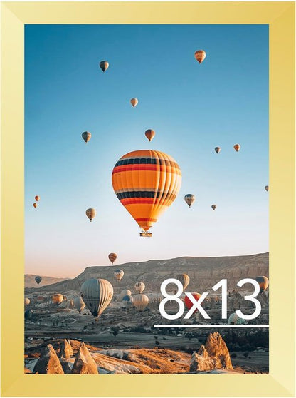 JCJMY 8x13 Gold Picture Frame - Versatile Wall or Tabletop Display with Shatter-Resistant Plexiglass