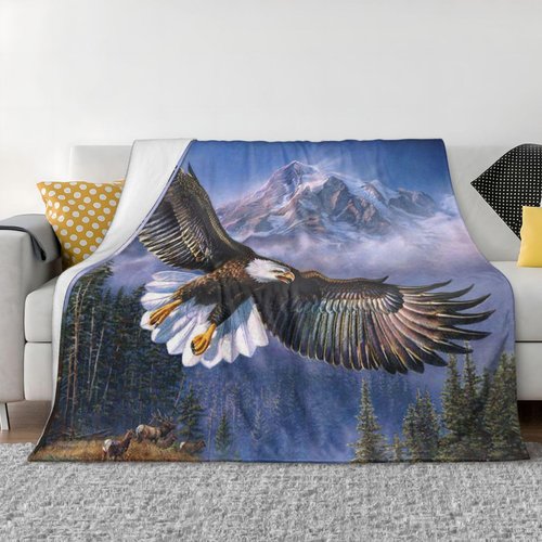 Bald Eagle Blanket American Eagle Decor Throw Blanket Bald Eagle Blanket Gifts for Men Super Warm Soft Plush Lightweight Fleece Flannel Blanket Winter Couch Bedding Blanket for Kids Adults 80"X60"