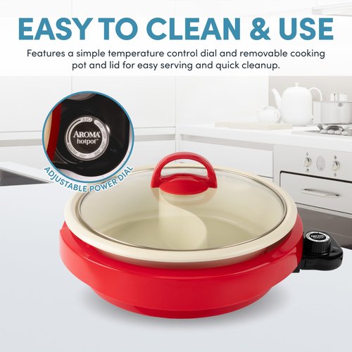 Aroma Housewares ASP-138RC Hot Pot, 2.5 Quarts, Red